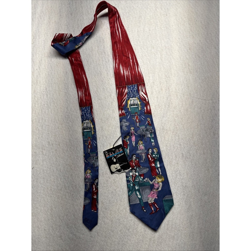Elvis Presley Collections Superba Tie Devil In Disguise Blue Red Rock N Roll NWT